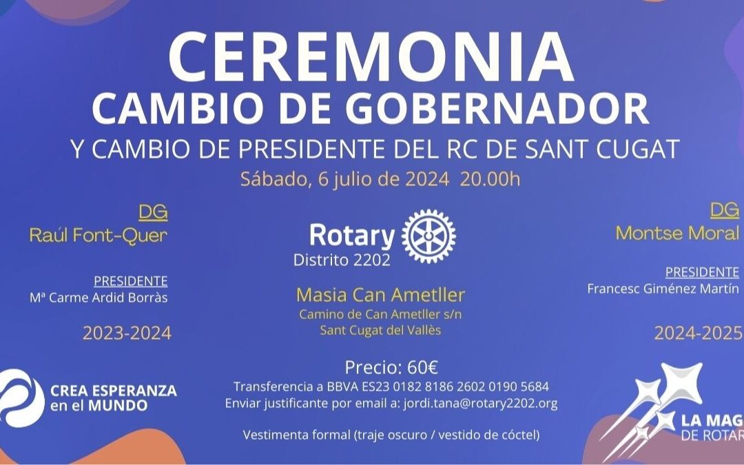 La Cerimònia de canvi de governador i de president del Rotary Club a Masia Can Ametller